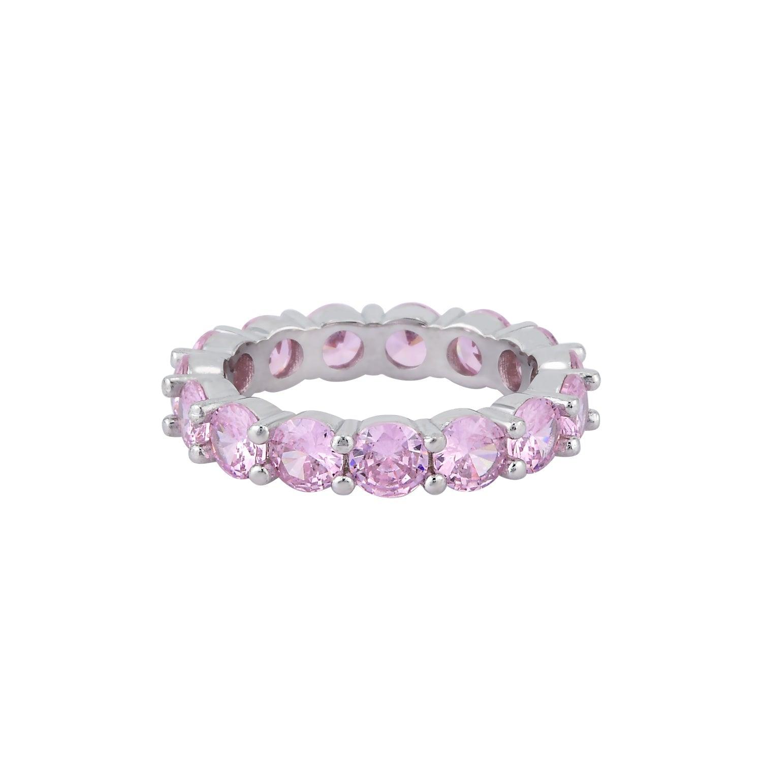 Pembe Yuvarlak Taşlı Tamtur Yüzük - Karosh